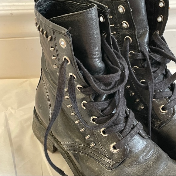 Frye distressed black leather ankle boots with studs accent. - Picture 6 of 6